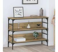 vidaXL Tavolino Console in Rovere Artigianale, Legno Ingegnerizzato e Acciaio. Ha piedini regolabili, finitura opaca e uno stile industriale. Le dimensioni sono 100 x 32 x 75 cm. È facile da montare