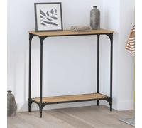 vidaXL Console Industriale di in Legno Ingegnerizzato Color Quercia con Top e Struttura in Acciaio Rivestito a Polvere, Piedini Regolabili, Rettangolare 75 x 30.5 cm per il Soggiorno, l'Ingresso o u