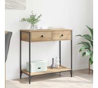vidaXL Tavolo consolle in rovere Artisan, 75 x 34,5 x 75 cm, in legno, regolabile, per soggiorno, design industriale, salvaspazio per spazi stretti, superficie goffrata