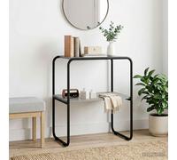 vidaXL Tavolo consolle Sonoma grigio 80 x 42,5 x 70 cm, Tavolo Salvaspazio a 2 Piani, Console Ingresso, Accento per Soggiorno, Struttura in Acciaio