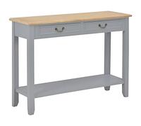 vidaXL Tavolo Consolle Stile Classico con Cassetti Mobiletto Tavolino Ripiano MDF Finitura Paulownia Grigio Legno Massello di Pino