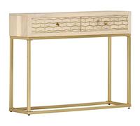vidaXL Tavolo Consolle Tavolino Alto Tavolo da Ingresso Tavolinetto per Corridoio Mobili Arredo Arredamento Oro 90x30x75 cm Legno Massello di Mango