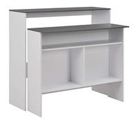 vidaXL Tavolo da Bar 2 Livelli Funzionale Stabile Resistente Design Stile Lineare con Ripiani Elegante Tavolino Pub Bistrot Tavola Bianco e Grigio