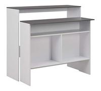 vidaXL Tavolo da Bar 2 Livelli Funzionale Stabile Resistente Design Stile Lineare con Ripiani Elegante Tavolino Pub Bistrot Tavola Bianco e Grigio