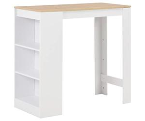 vidaXL Tavolo da Bar con 3 Mensole Elegante Decorativo Robusto per Interni Sala Cucina Tavolino da Bistrò 110x50x103 cm Truciolato Bianco e Naturale
