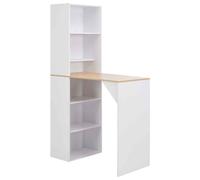 vidaXL Tavolo da Bar con Mobiletto Bianco 115x59x200 cm