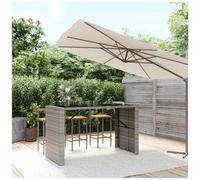 VIDAXL - Tavolo Da Bar Con Piano In Vetro Grigio 185x80x110cm Polyrattan