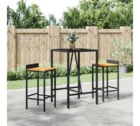 vidaXL Tavolo da Bar con Piano in Vetro Nero 70x70x110 cm Polyrattan