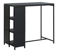vidaXL Tavolo da Bar con Ripiani Nero 120x60x110 cm in Polyrattan