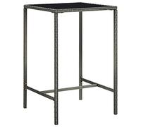 vidaXL Tavolo da Bar da Giardino Grigio 70x70x110 cm Polyrattan Vetro