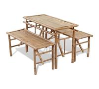 vidaXL - Tavolo da Birreria e Picnic Set 3 pz in Bamb Pieghevole