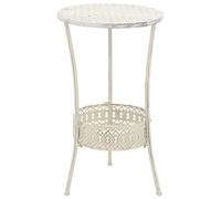 vidaXL Tavolo da bistrot con cestino, stile vintage, decorazione squisita, per casa, soggiorno, pub, lato laterale, in metallo, 39,9 cm, bianco