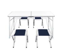 Set Tavolo da Campeggio Pieghevole con 4 Sedie Regolabili 120 x 60 cm
