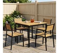 vidaXL Tavolo da cena da giardino Bianco e Nero 80 x 80,5 x 75 cm