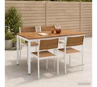 vidaXL Tavolo da cena da giardino Naturale e Bianco 108,5 x 55 x 75 cm