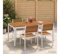 vidaXL Tavolo da cena da giardino Naturale e Bianco 147 x 88,5 x 75 cm