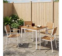 vidaXL Tavolo da cena da giardino Naturale e Bianco 60 x 60,5 x 75 cm