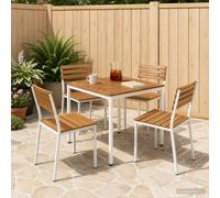 vidaXL Tavolo da cena da giardino Naturale e Bianco 80 x 80,5 x 75 cm