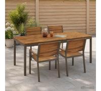 vidaXL Tavolo da cena da giardino Naturale e Caffè 147 x 88,5 x 75 cm