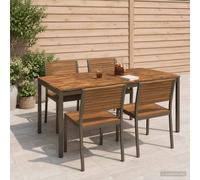vidaXL Tavolo da cena da giardino Naturale e Caffè 180 x 88,5 x 75 cm