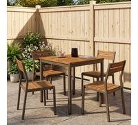 vidaXL Tavolo da cena da giardino Naturale e Caffè 60 x 60,5 x 75 cm