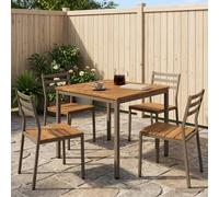 vidaXL Tavolo da cena da giardino Naturale e Caffè 80 x 80,5 x 75 cm
