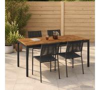 vidaXL Tavolo da cena da giardino Naturale e Nero 180 x 88,5 x 75 cm
