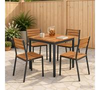 vidaXL Tavolo da cena da giardino Naturale e Nero 60 x 60,5 x 75 cm