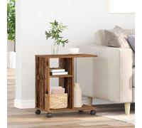 vidaXL Tavolo da Finestra con ruota Legno vecchio 50 x 30 x 55 cm