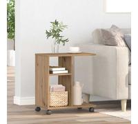 vidaXL Tavolo da Finestra con ruota rovere artigianale 50 x 30 x 55 cm