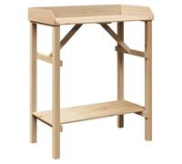 vidaXL Supporto per piante in pino massiccio, per interni ed esterni, a due ripiani, 75 x 40 x 90 cm, colore: beige