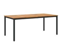 vidaXL Tavolo da pranzo per esterni, combinazione acciaio e legno, nero, 180 x 90 cm, design rustico e moderno, per giardino/patio