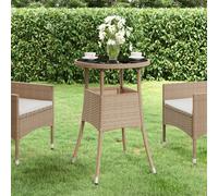 vidaXL Tavolo da Giardino Ø60x75 cm Vetro Temperato e Polyrattan Beige