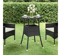 vidaXL Tavolo da Giardino Ø60x75 cm Vetro Temperato e Polyrattan Nero