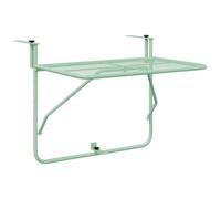 vidaXL Tavolo da balcone in metallo verde menta, superficie a rete, design rettangolare per esterni, resistente alle intemperie, 39,5 x 60 x 65 cm, capacità 100 kg