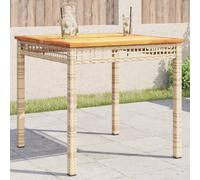 vidaXL Tavolo da Giardino Beige 80x80x75 cm Polyrattan e Legno Acacia