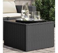 vidaXL Tavolo da Giardino Piano in Vetro Nero 55x55x37 cm Polyrattan