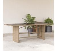 vidaXL Tavolo da Giardino con Piano Vetro Beige 190x80x74cm Polyrattan