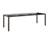 vidaXL Tavolo da Giardino con Piano Vetro Marrone in Polyrattan