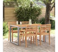vidaXL Tavolo da Pranzo da Giardino Grigio 140 x 80 x 75 cm, Tavolo da Pranzo in Legno Moderno, Acacia Solida per Esterni, Arredamento Giardino, Design Minimalista