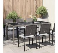 vidaXL Tavolo da Giardino Grigio 190 x 90 x 75 cm polyrattan