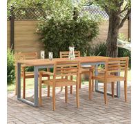 vidaXL Tavolo da Giardino Grigio 200 x 90 x 75 cm, Tavolo da Pranzo in Legno di Acacia, Giardino e terrazza Moderni, Esterno Resistente, Struttura in Acciaio