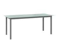 vidaXL Tavolo da Giardino Grigio Chiaro 190x90x74cm Alluminio e Vetro