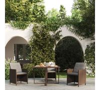 vidaXL Tavolo da Giardino Marrone 109x107x74 cm in Polyrattan e Vetro