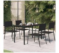 VIDAXL - Tavolo Da Giardino Nero 140x70x74 Cm In Acciaio E Vetro