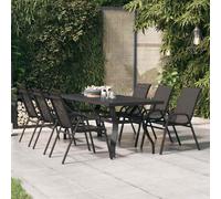 AX Tavolo Vetro Patio Nero 180x80x70cm Giardino Balcone Veranda Salotto + 318769