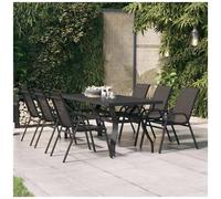 AX Tavolo Vetro Patio Nero 180x80x70cm Giardino Balcone Veranda Salotto + 318769
