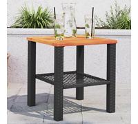 vidaXL Tavolo da Giardino Nero 40x40x42cm in Polyrattan e Legno Acacia