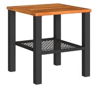 vidaXL Tavolo da Giardino Nero 40x40x42cm in Polyrattan e Legno Acacia