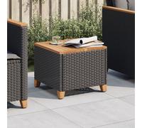 vidaXL Tavolo da Giardino Nero 45x45x37cm in Polyrattan e Legno Acacia